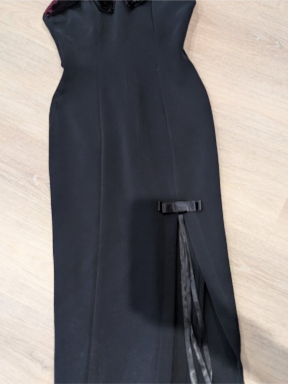 Stunning Late 80s Vintage Black Velvet Embellished And Bows Dress - Picture 4 of 16